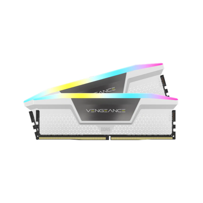 CORSAIR VENGEANCE RGB 32GB (2x16GB) DDR5 5600 CL36-36-36-76 1.25V Std PMIC Intel XMP Memory - White