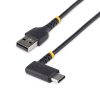 StarTech.com 6in (15cm) USB A to C Charging Cable Right Angle - Heavy Duty Fast Charge USB-C Cable - Black USB 2.0 A to Type-C -