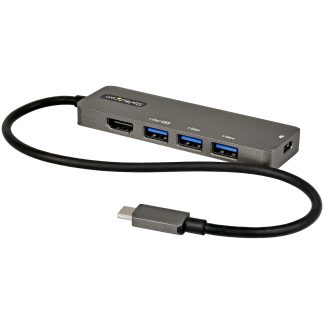 StarTech.com USB C Multiport Adapter - USB-C to HDMI 2.0b 4K 60Hz (HDR10), 100W Power Delivery Pass-Through, 4-Port USB 3.0 Hub
