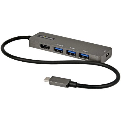 StarTech.com USB C Multiport Adapter - USB-C to HDMI 2.0b 4K 60Hz (HDR10), 100W Power Delivery Pass-Through, 4-Port USB 3.0 Hub