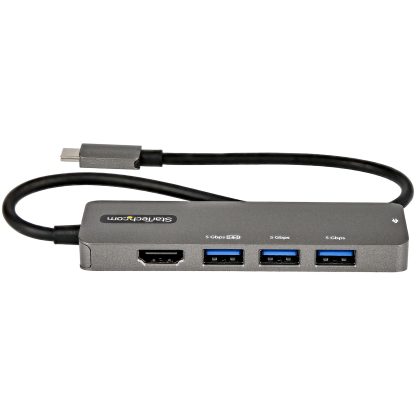 StarTech.com USB C Multiport Adapter - USB-C to HDMI 2.0b 4K 60Hz (HDR10), 100W Power Delivery Pass-Through, 4-Port USB 3.0 Hub - Image 2