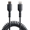 StarTech.com 20in / 50cm USB C to Lightning Cable, MFi Certified, Coiled iPhone Charger Cable, Black, Durable TPE Jacket Aramid - Image 8
