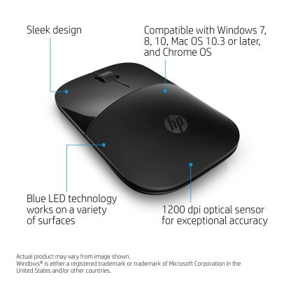 HP Z3700 Black Wireless Mouse - Image 8