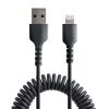 StarTech.com 50cm (20in) USB to Lightning Cable, MFi Certified, Coiled iPhone Charger Cable, Black, Durable TPE Jacket Aramid Fi - Image 4