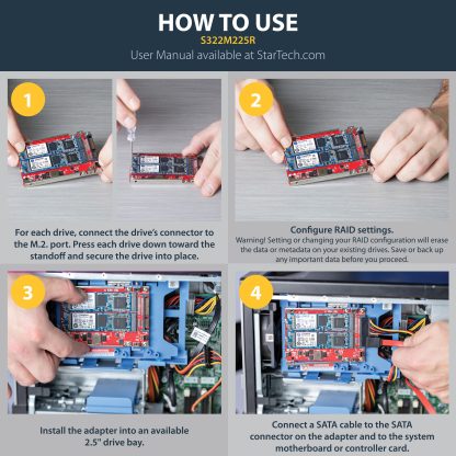 StarTech.com Dual-Slot M.2 Drive to SATA Adapter for 2.5" Drive Bay - RAID - Image 8