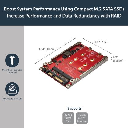 StarTech.com Dual-Slot M.2 Drive to SATA Adapter for 2.5" Drive Bay - RAID - Image 4