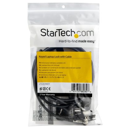 StarTech.com 6ft (2m) Laptop Cable Lock with Keys - Keyed Security Cable Lock for Compatible K-Slot Laptops, Desktops, Computers - Image 3