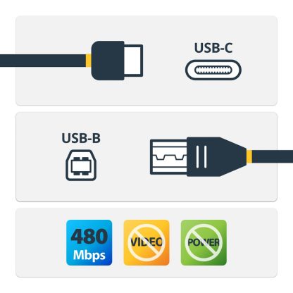 StarTech.com USB-C to USB-B Cable - M/M - 1m (3ft) - USB 2.0 - Image 4