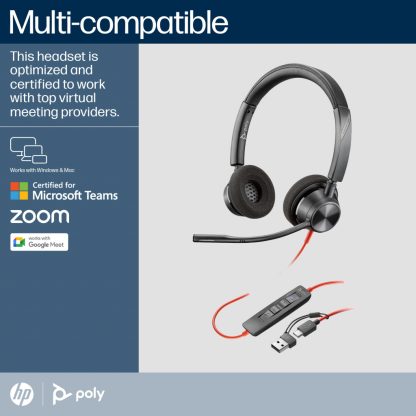 POLY Blackwire 3320 Stereo Microsoft Teams Certified USB-C Headset +USB-C/A Adapter - Image 11