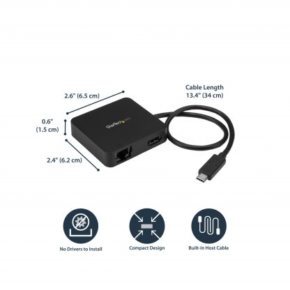 StarTech.com USB C Multiport Adapter - Portable USB-C Mini Dock 4K HDMI Video - Gigabit Ethernet, USB 3.0 Hub (1x USB-A 1x USB- - Image 11