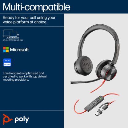POLY Blackwire 8225 Stereo USB-C Headset +USB-C/A Adapter - Image 13