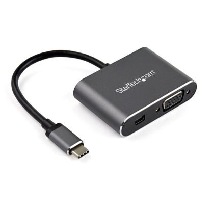 StarTech.com USB C Multiport Video Adapter - USB-C to 4K 60Hz Mini DisplayPort 1.2 or 1080p VGA Monitor Adapter - USB Type-C 2-