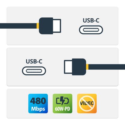 StarTech.com 1m (3.3ft) White USB-C Charging Cable, USB C Cable, USB 2.0 Type-C Laptop Charger Cord, 60W 3A Power Delivery, TPE - Image 2