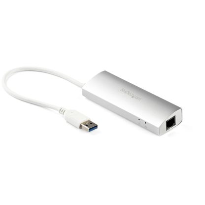 StarTech.com 3-Port Portable USB 3.0 Hub plus Gigabit Ethernet - Built-In Cable~3-Port Portable USB 3.0 Hub plus Gigabit Ethern