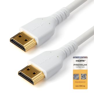 StarTech.com 3ft (1m) Premium Certified HDMI 2.0 Cable with Ethernet - Durable High Speed UHD 4K 60Hz HDR - Rugged M/M HDMI Cor