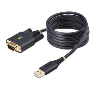 StarTech.com 6.6ft (2m) USB to Serial Adapter Cable, COM Retention, Interchangeable Screws/Nuts, USB-A to DB9 RS232, FTDI IC, ES