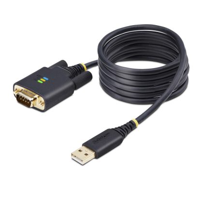 StarTech.com 6.6ft (2m) USB to Serial Adapter Cable, COM Retention, Interchangeable Screws/Nuts, USB-A to DB9 RS232, FTDI IC, E