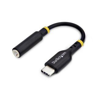 StarTech.com 5in (12.7cm) USB-C to 3.5mm TRRS Headphone/Headset Jack Audio Adapter, USB Type-C Aux Dongle, 32-bit DAC, Supports