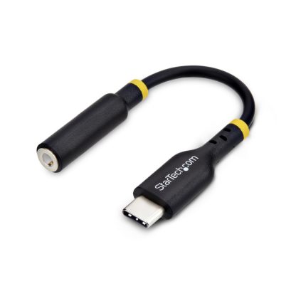StarTech.com 5in (12.7cm) USB-C to 3.5mm TRRS Headphone/Headset Jack Audio Adapter, USB Type-C Aux Dongle, 32-bit DAC, Supports