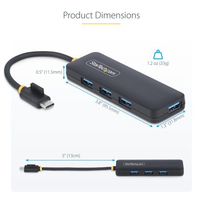 StarTech.com 4-Port USB-C Hub, 5Gbps, USB-C to 4x USB-A, Bus Powered, Small Travel Mini Hub, Multi-Port USB 3.0 Splitter, Porta - Image 16