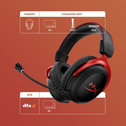 HyperX Cloud II Wireless - Gaming Headset (Black-Red) - Image 3