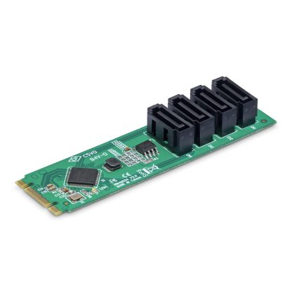 StarTech.com 4-Port M.2 to SATA Adapter Card, M.2 PCIe 3.0 to SATA HDD/SSD Expansion Card, ASM1064 Chipset, M.2 NVMe to 4x HDD/S