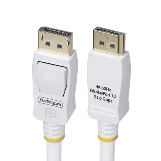 StarTech.com 6ft (1.8m) White VESA Certified DisplayPort 1.2 Cable, 4K 60Hz, 21.6Gbps, Latching DP Connectors, DP 1.2 DisplayPor