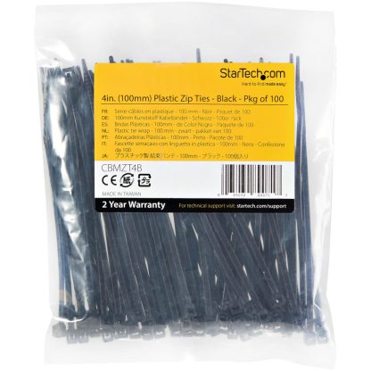 StarTech.com 4"(10cm) Cable Ties - 1/16"(2mm) wide, 7/8"(22mm) Bundle Diameter, 18lb(8kg) Tensile Strength, Nylon Self Locking Z - Image 3
