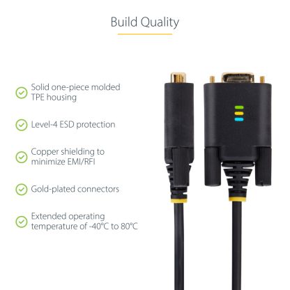 StarTech.com 3ft (1m) USB to Serial Adapter Cable, COM Retention, Interchangeable Screws/Nuts, USB-A to DB9 RS232, FTDI IC, ESD - Image 12