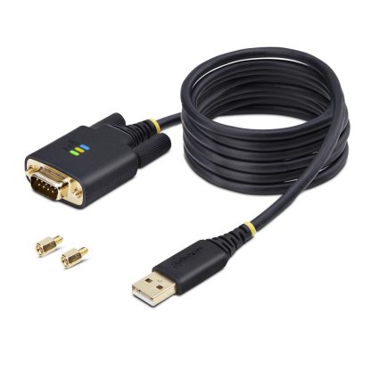 StarTech.com 6.6ft (2m) USB to Serial Adapter Cable, COM Retention, Interchangeable Screws/Nuts, USB-A to DB9 RS232, FTDI IC, E - Image 2
