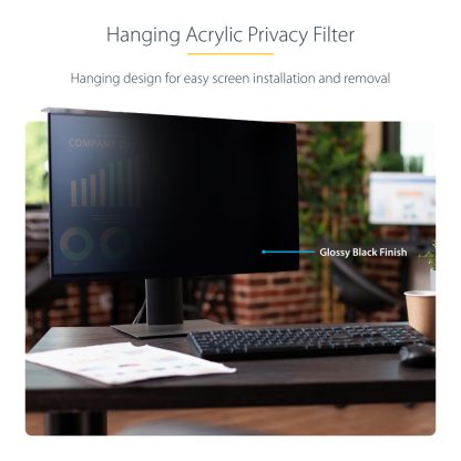 StarTech.com 27-inch 16:9 Computer Monitor Privacy Screen, Hanging Acrylic Filter, Quick-Install Security Shield, Monitor Screen - Image 10