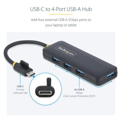 StarTech.com 4-Port USB-C Hub, 5Gbps, USB-C to 4x USB-A, Bus Powered, Small Travel Mini Hub, Multi-Port USB 3.0 Splitter, Porta - Image 13