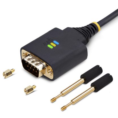 StarTech.com 1ft (30cm) USB to Serial Adapter Cable, COM Retention, Interchangeable Nuts/Screws, USB-A to DB9 RS232, FTDI IC, ES - Image 4