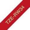 Brother TZE-RW34 label-making tape Gold on red