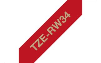 Brother TZE-RW34 label-making tape Gold on red
