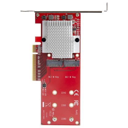 StarTech.com Dual M.2 PCIe SSD Adapter Card - x8 / x16 Dual NVMe or AHCI M.2 SSD to PCI Express 3.0 - M.2 NGFF PCIe (M-Key) Comp - Image 2