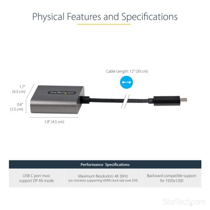 StarTech.com USB C to DVI Adapter - 1920x1200p USB-C to DVI-D Adapter Dongle - USB Type C to DVI Display/Monitor - Video Conver - Image 4