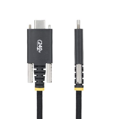 StarTech.com 6.6ft (2m) USB-C Charging Cable, Side Screw Locking, 240W (5A) PD EPR, Dual-Layer Silicone/Braided Jacket, USB 2.0 - Image 2