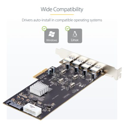 StarTech.com 4-Port USB PCIe Card, USB 3.2 5Gbps, PCI Express Expansion Card with 4x Independent USB Controllers, 4x USB-A Port - Image 10