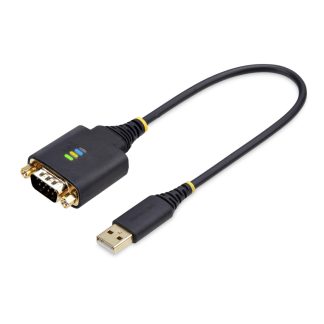 StarTech.com 1ft (30cm) USB to Serial Adapter Cable, COM Retention, Interchangeable Nuts/Screws, USB-A to DB9 RS232, FTDI IC, ES