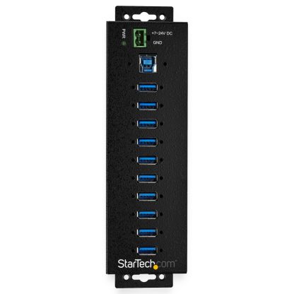 StarTech.com 10-Port USB 3.0 Hub with Power Adapter - Metal Industrial USB-A Hub with ESD & 350W Surge Protection - Din/Wall/De - Image 3