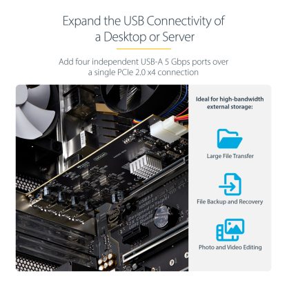 StarTech.com 4-Port USB PCIe Card, USB 3.2 5Gbps, PCI Express Expansion Card with 4x Independent USB Controllers, 4x USB-A Port - Image 11