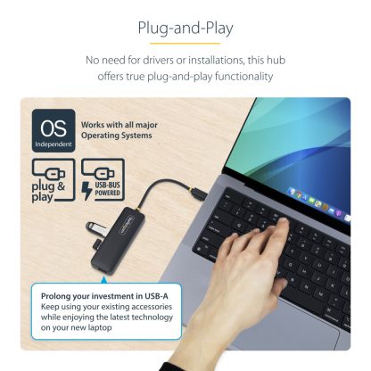 StarTech.com 4-Port USB-C Hub, 5Gbps, USB-C to 4x USB-A, Bus Powered, Small Travel Mini Hub, Multi-Port USB 3.0 Splitter, Porta - Image 14
