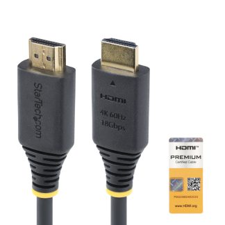 StarTech.com 1.6ft (50cm) Premium Certified High Speed HDMI Cable, 4K 60Hz/1440p 144Hz, HDR10/HDCP 2.2/ARC, 18Gbps, UHD HDMI 2.