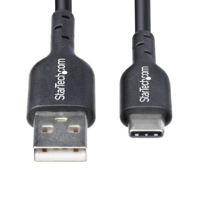 StarTech.com 6.6ft (2m) USB-A to USB-C Charging Cable, Charge & Sync, 3A, USB 2.0, TPE Jacket - Black USB Charging Cord - Image 5