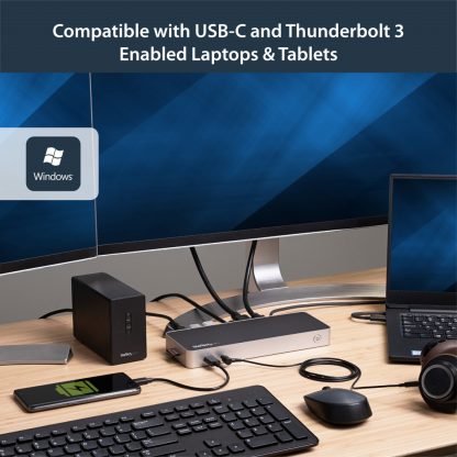 StarTech.com USB C Dock - Dual Monitor HDMI & DisplayPort 4K 30Hz - USB Type-C Laptop Docking Station 60W Power Delivery, SD, 4 - Image 9