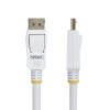 StarTech.com 6ft (1.8m) White VESA Certified DisplayPort 1.2 Cable, 4K 60Hz, 21.6Gbps, Latching DP Connectors, DP 1.2 DisplayPor - Image 3