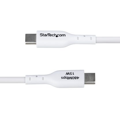 StarTech.com 6.6ft (2m) USB-A to USB-C Charging Cable, Charge & Sync, 3A, USB 2.0, TPE Jacket - White USB Charging Cord - Image 6
