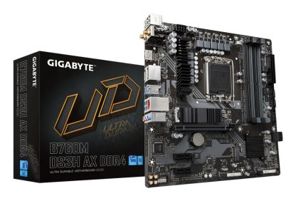 GIGABYTE B760M DS3H AX DDR4 Motherboard - Supports Intel Core 14th Gen CPUs, 6+2+1 Phases Digital VRM, up to 5333MHz DDR4 (OC),