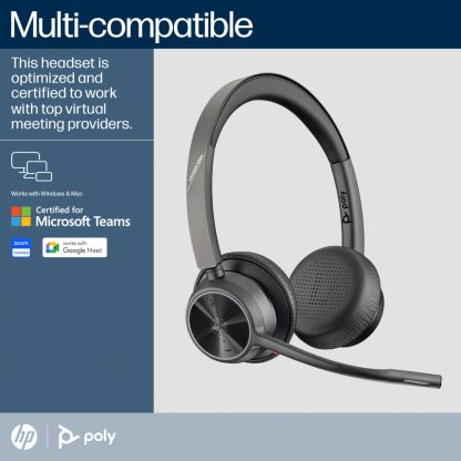 POLY Voyager 4320 Microsoft Teams Certified Headset +BT700 dongle +Charging Stand - Image 8
